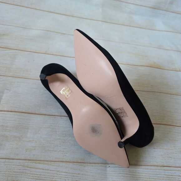 J. Crew Suede Leather Kitten Heels Pointy Toe Slide Women Shoes Size 6 1/2 Black - Picture 11 of 13